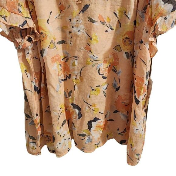 Zac & Rachel NWT 2x Peach Flowy Lace Trim Lightweight Floral Top - Picture 6 of 7